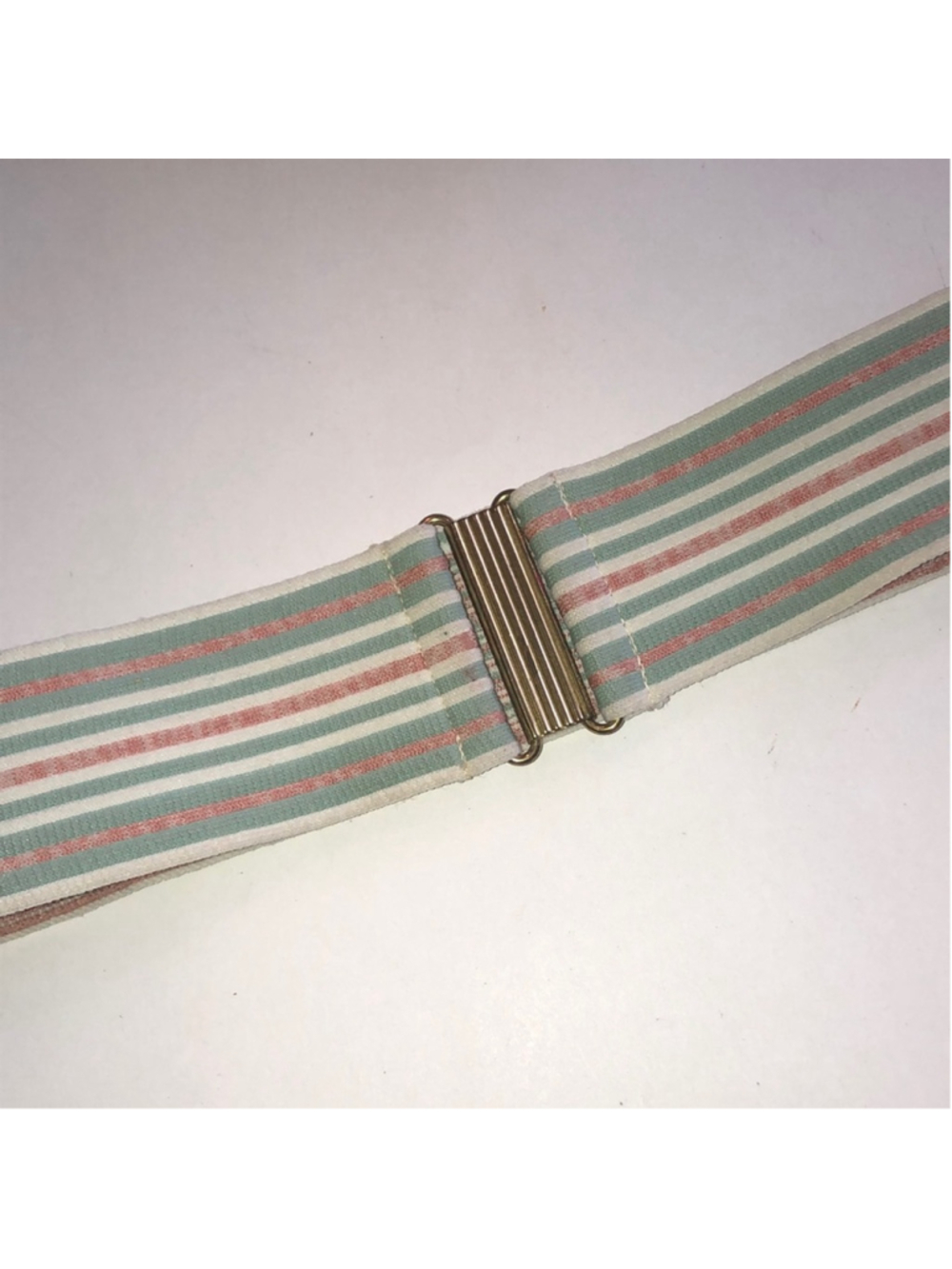 Vintage Striped Pastel Elastic Waist Belt with Gold-Tone Clasp